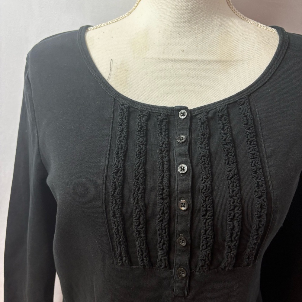 Jones New York Black Button-Down Top with Accents - Picture 2 of 9